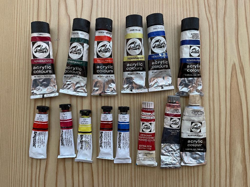 Restanten Tubes Rembrandt Acrylic en Bruynzeel plakkaatverf, Hobby en Vrije tijd, Schilderen, Gebruikt, Acrylverf, Verzenden