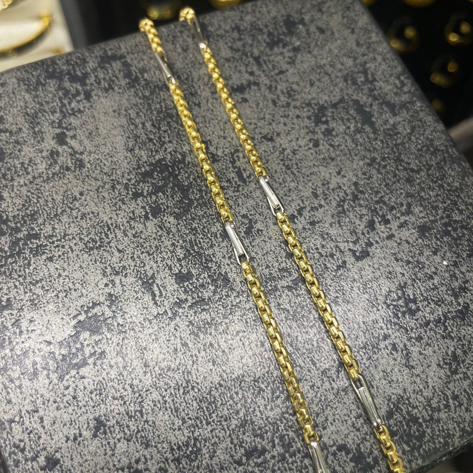 14k gouden venetiaanse schakel ketting witgouden tussenstuk, Ophalen of Verzenden, Nieuw, Goud, Goud