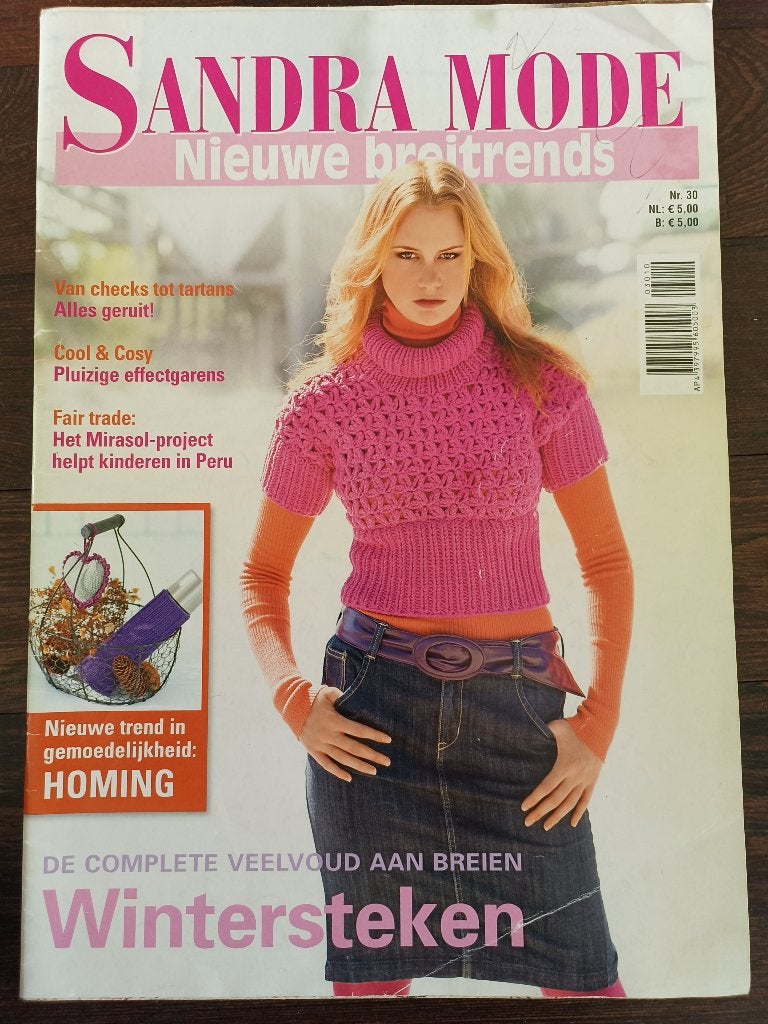 Sandra mode nieuwe breitrends nr. 30 haken en breien, Ophalen of Verzenden, Zo goed als nieuw, Breien en Haken, Sandra mode