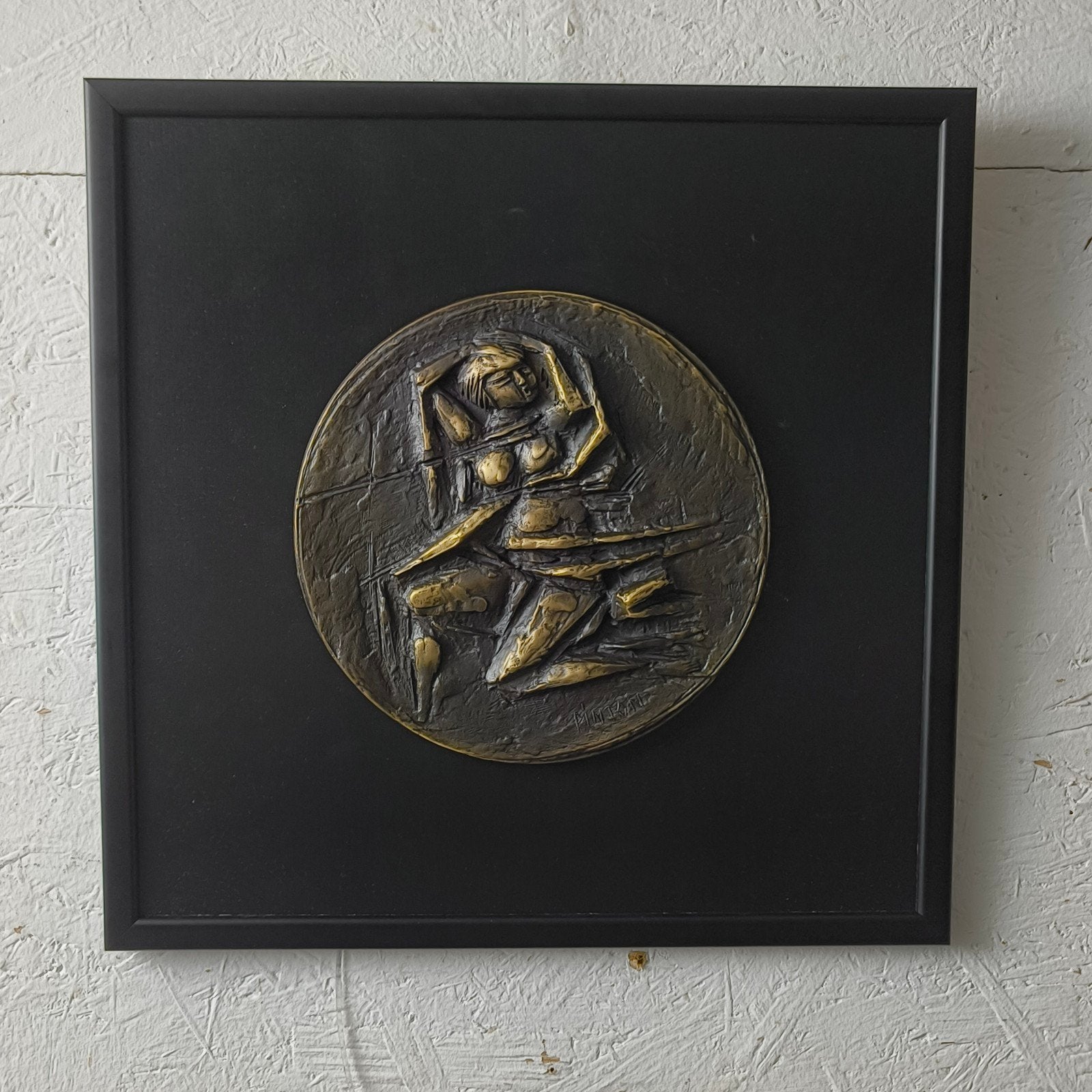 Mario Pinton Bronzen Plaquette 'Figura' 1998, Ophalen of Verzenden, Object, Metaal