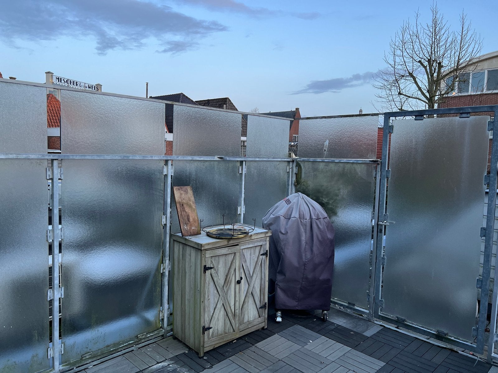 IJzeren schutting met glas, Tuin en Terras, Ophalen, Met poort, Gebruikt, Overige typen