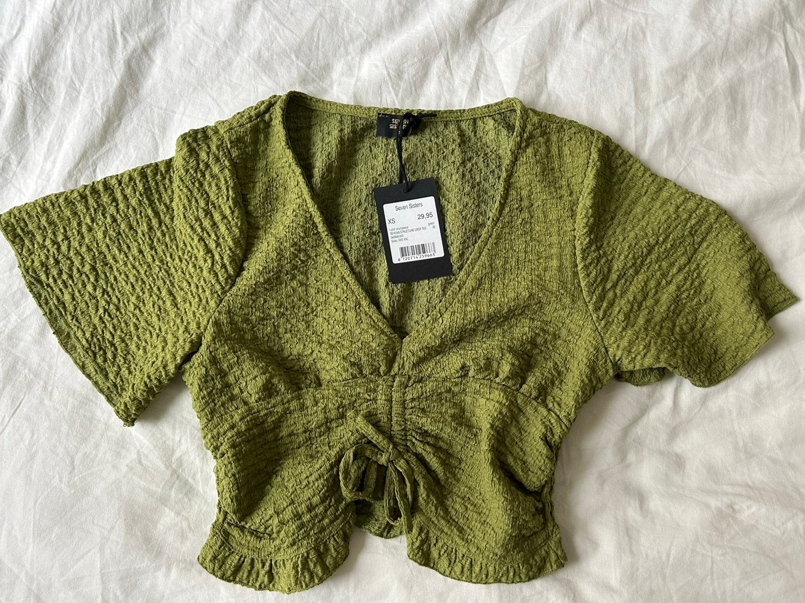 Olijfgroene crop top Seven Sisters, Nieuw, Ophalen of Verzenden, Korte mouw, Maat 34 (XS) of kleiner