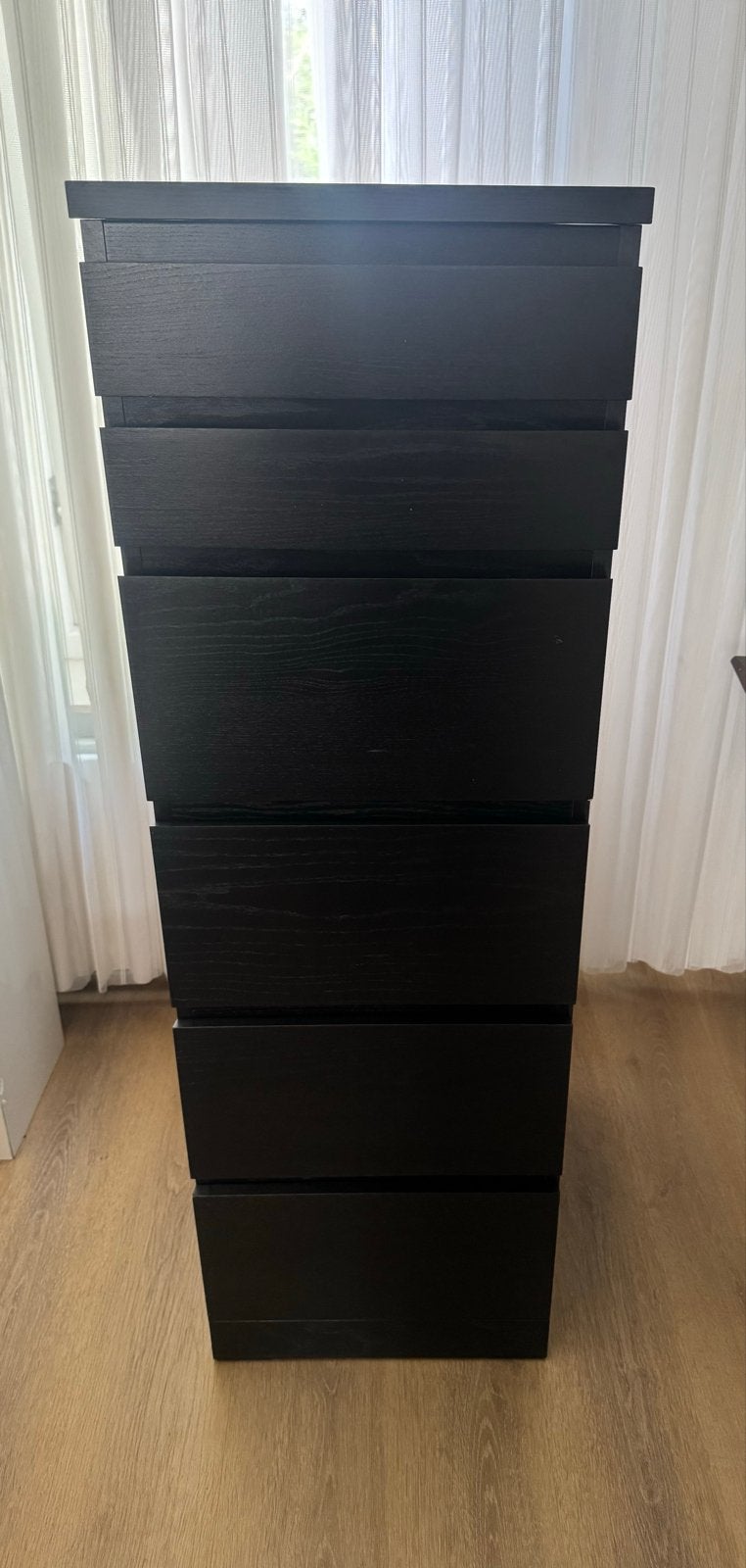 Ikea Malm Kast - Zwarte Ladekast met 6 Laden, Gebruikt, 5 laden of meer, Verzenden, 100 tot 150 cm