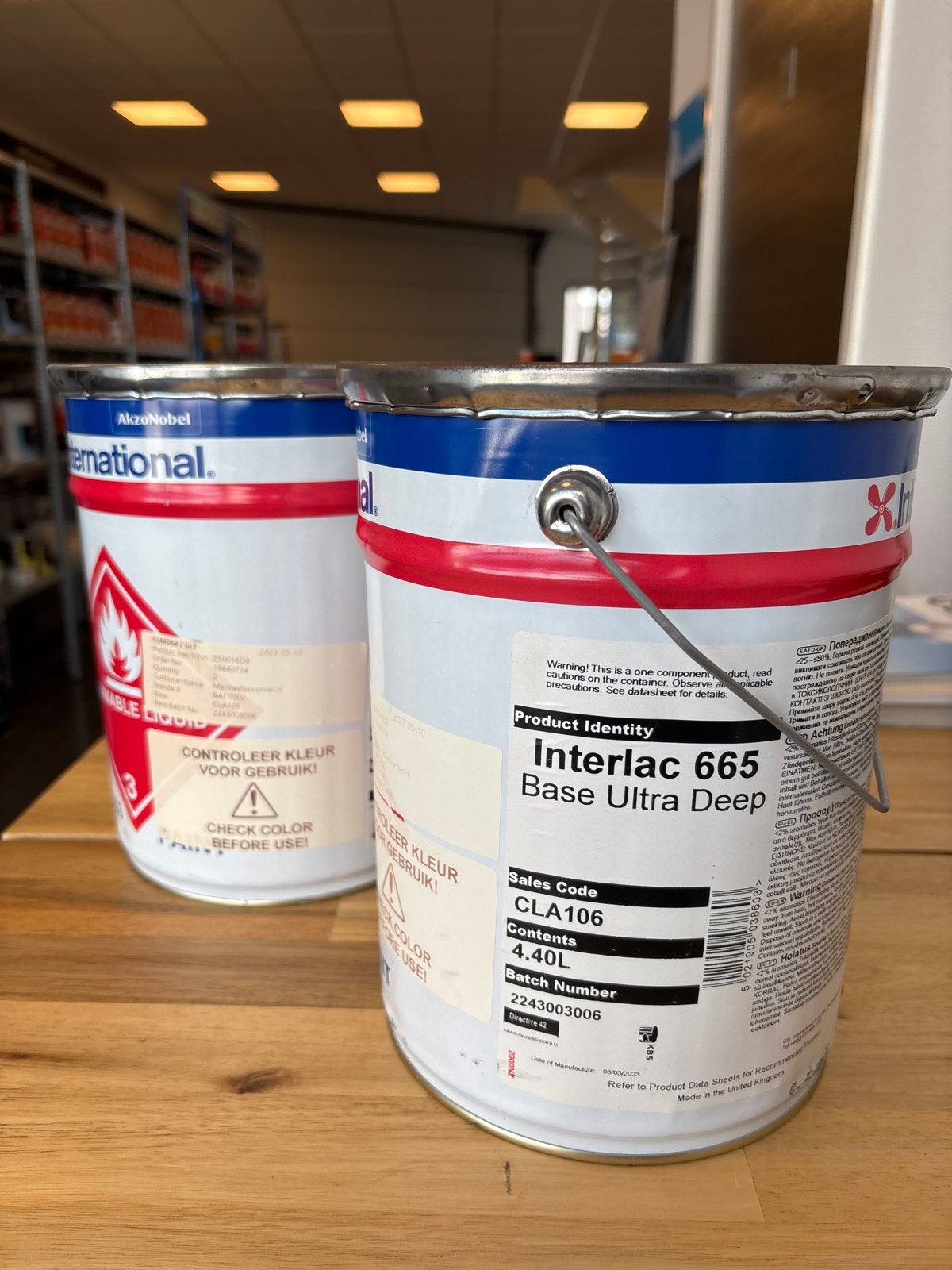 2 x 5L International Interlac 665 RAL 7002 Olijf Grijs, Ophalen of Verzenden, Nieuw
