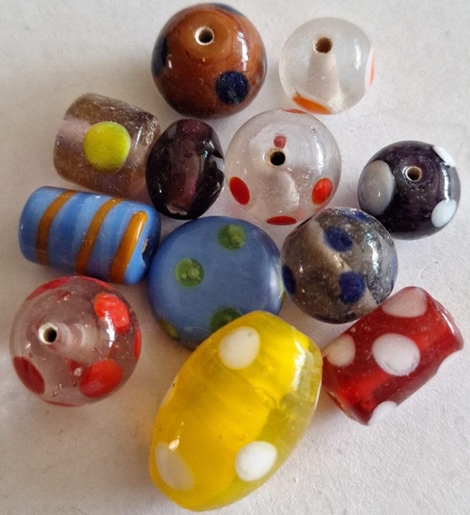 Lampwork glaskralen mix 1-2 cm 1-12, Verzenden, Nieuw, Kraal
