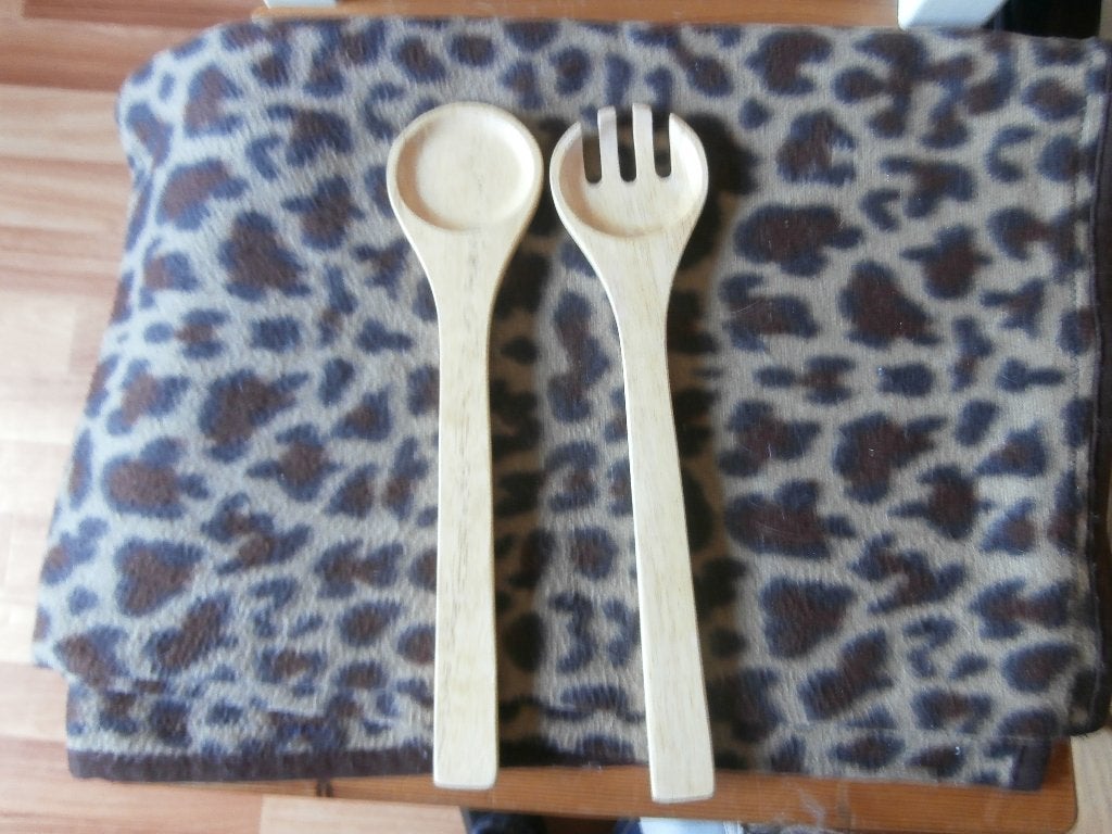 Slacouvert houten lepel vork voor salade hout bestek servies, Hout, Ophalen of Verzenden, Bruin, Overige typen