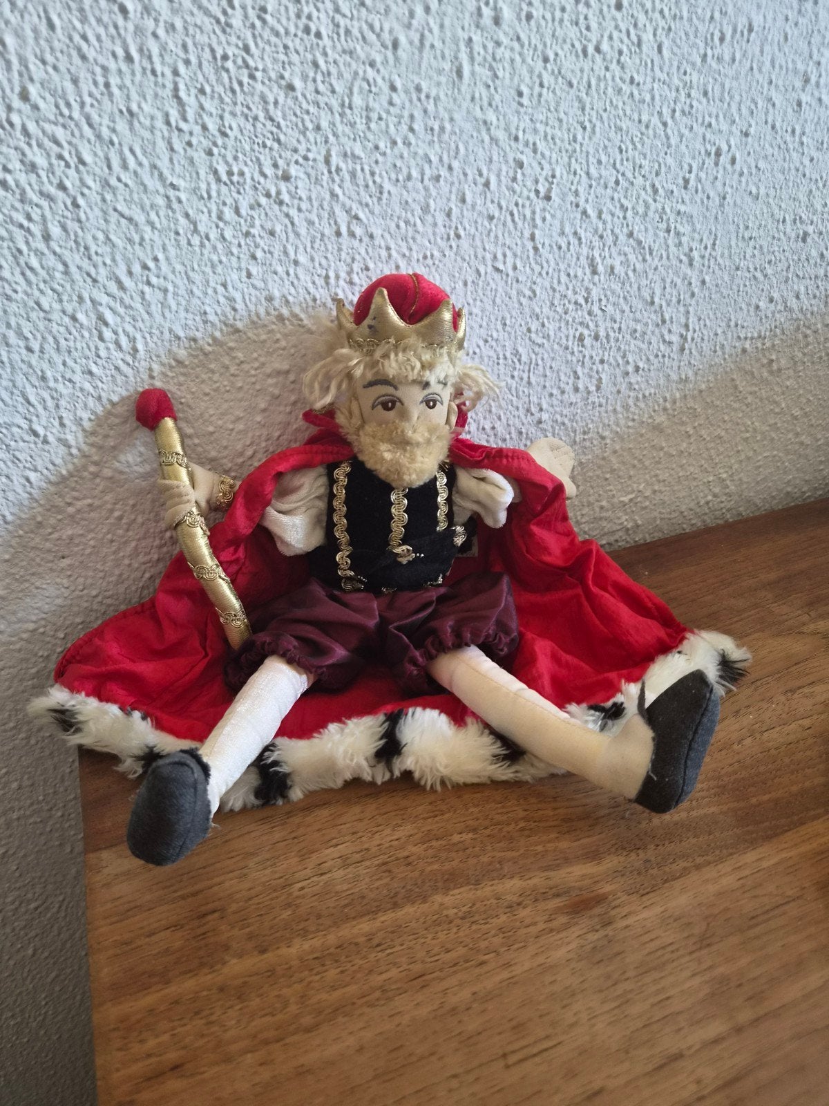 Vintage Koningspop met Kroon en Scepter, Ophalen of Verzenden, Gebruikt, Pop