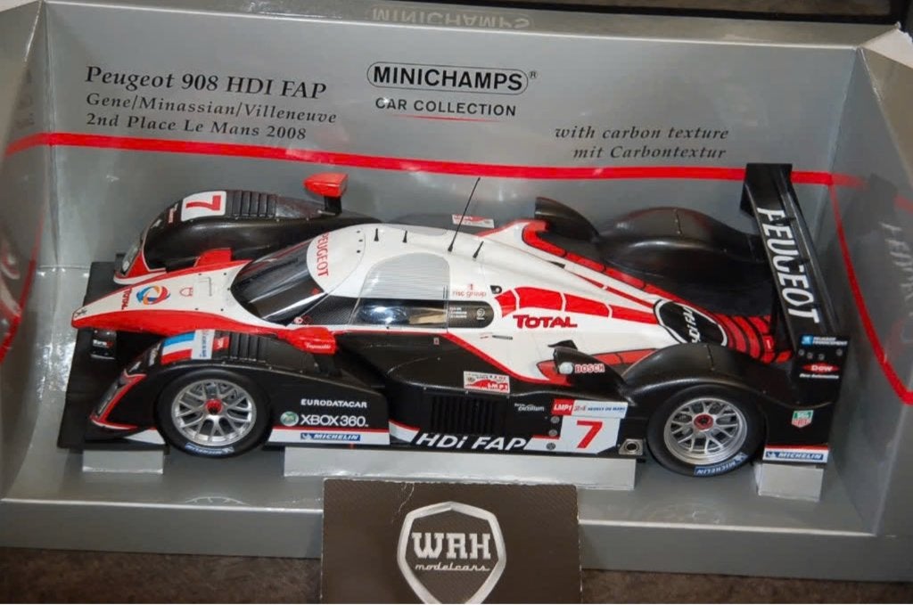 1:18 PEUGEOT 908 HDI LM 2008 VILLENEUVE #7 Minichamps WRH, Hobby en Vrije tijd, Modelauto's | 1:18, Verzenden, Zo goed als nieuw