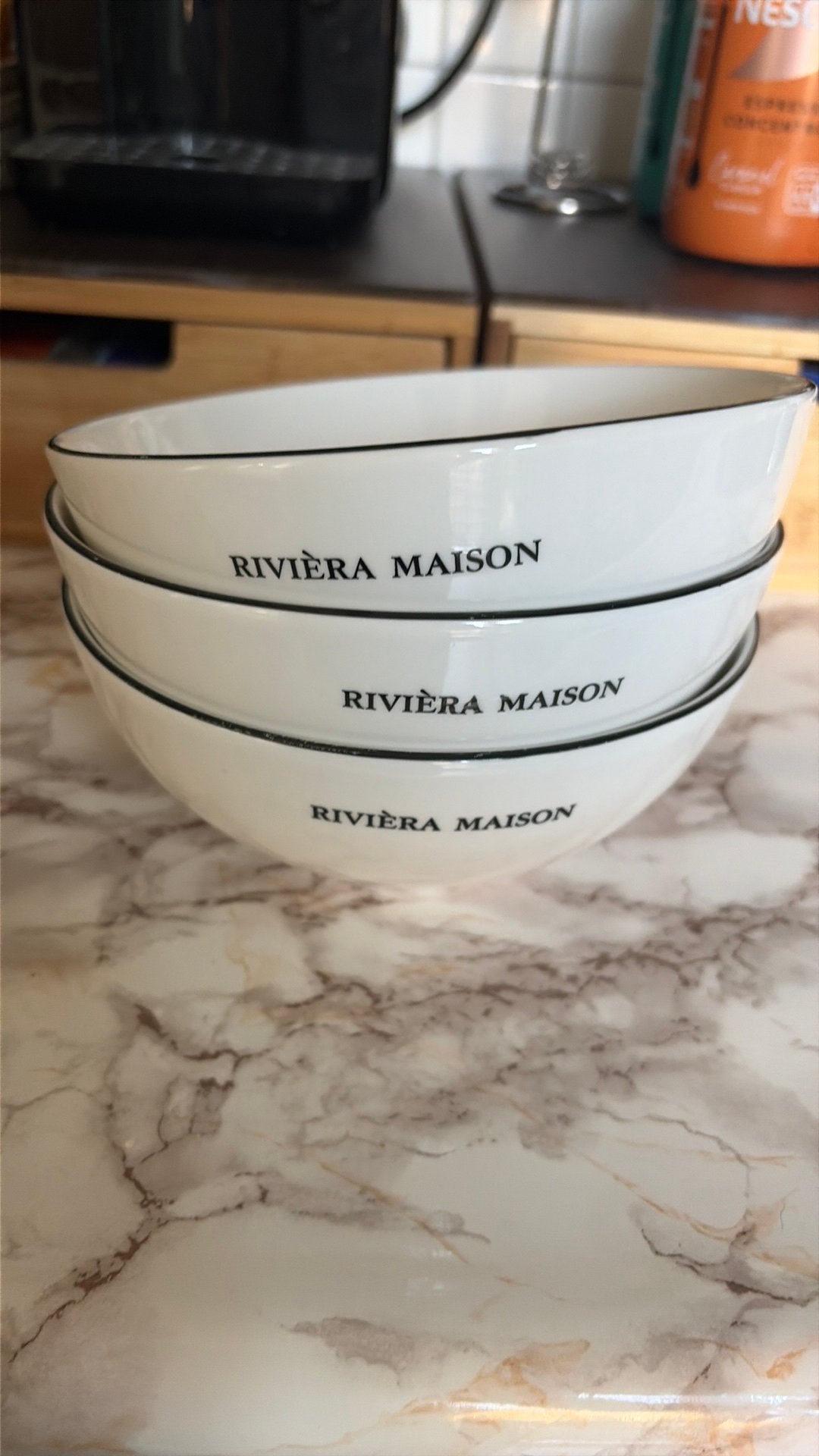 3 kommetjes Riviera Maison, Ophalen of Verzenden, Zo goed als nieuw, Kom(men), Overige stijlen