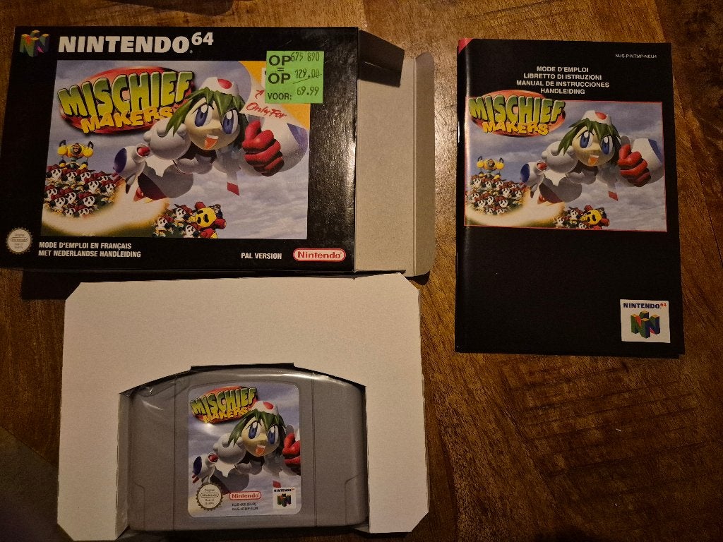 Nintendo 64 Mischief Makers PAL – Compleet, Ophalen, 1 speler, Racen en Vliegen, Zo goed als nieuw
