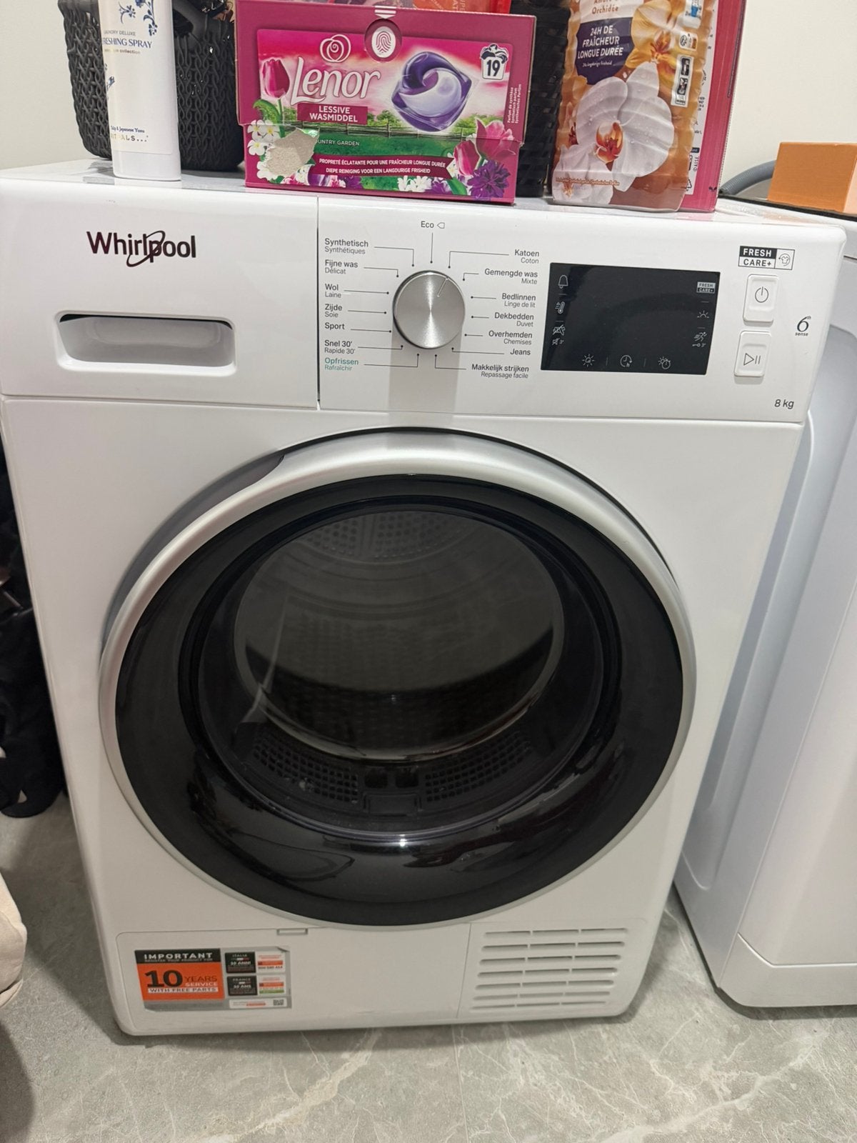 Whirlpool droger, 6 tot 8 kg, Ophalen, Gebruikt, 85 tot 90 cm