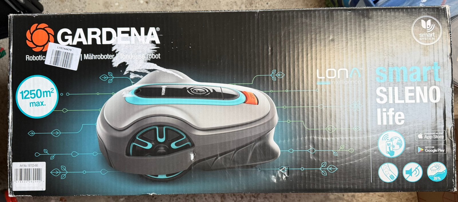 Gardena SMART SILENO life robotmaaier 1250m², Nieuw, Ophalen of Verzenden, Met regensensor, 20 tot 25 cm