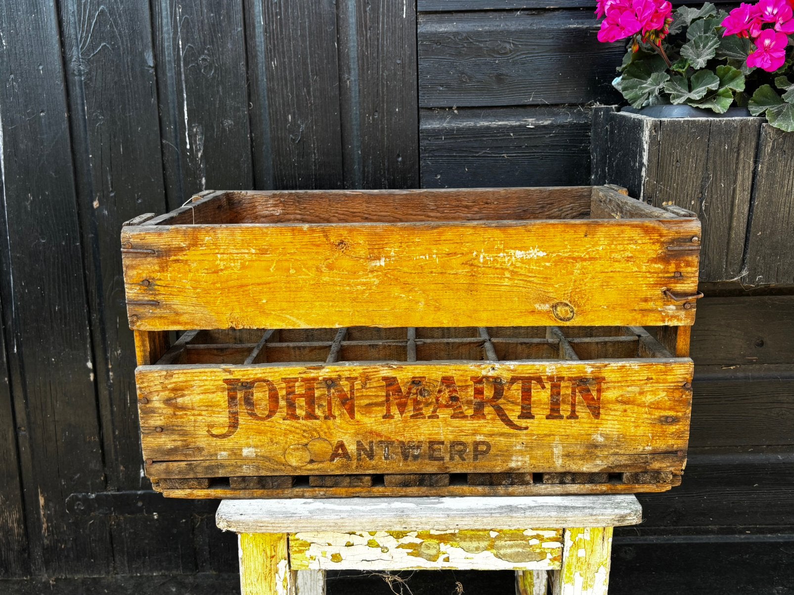 Oud houten flessenkrat John Martin, Ophalen of Verzenden