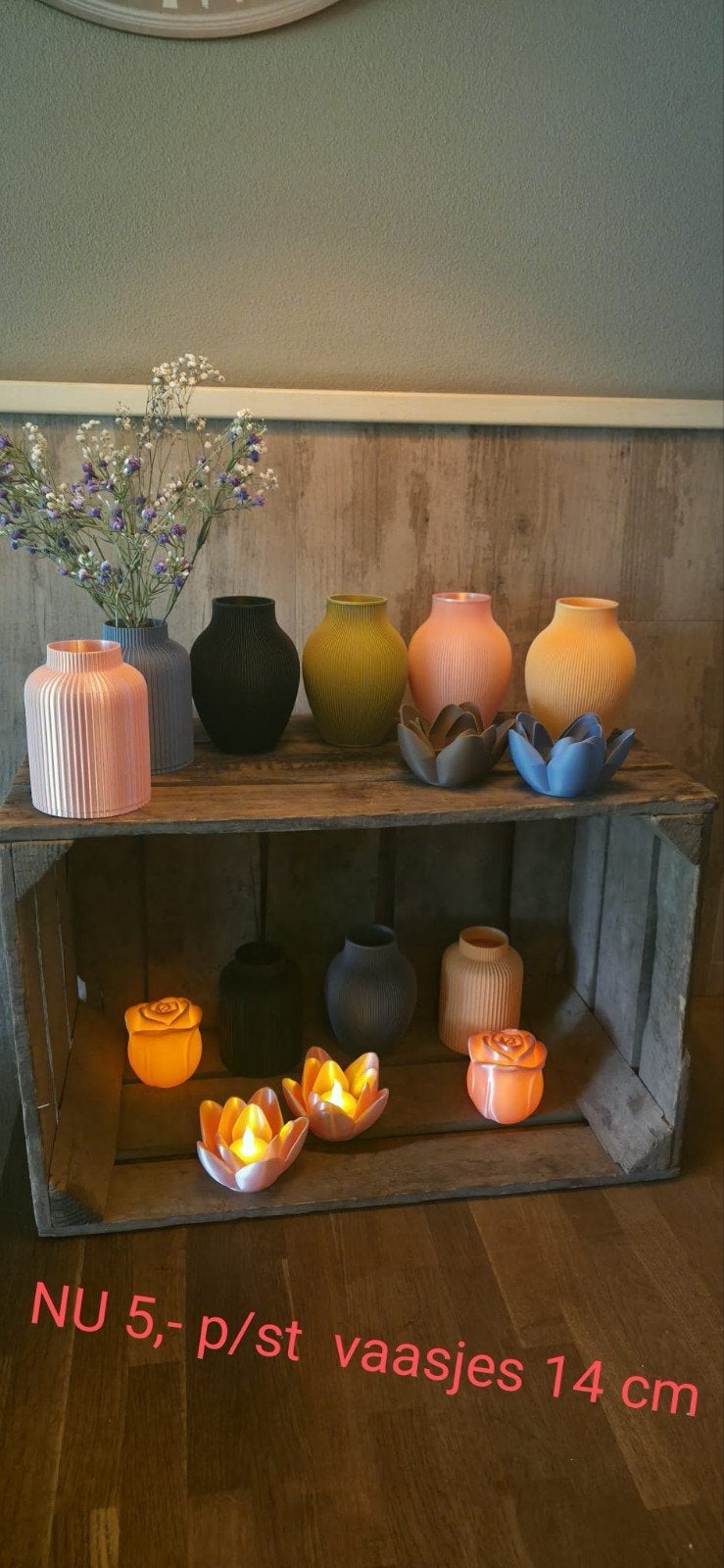 3d vazen voor droog of zijde bloemen, Huis en Inrichting, Woonaccessoires | Vazen, Ophalen, Nieuw, Overige kleuren, Glas