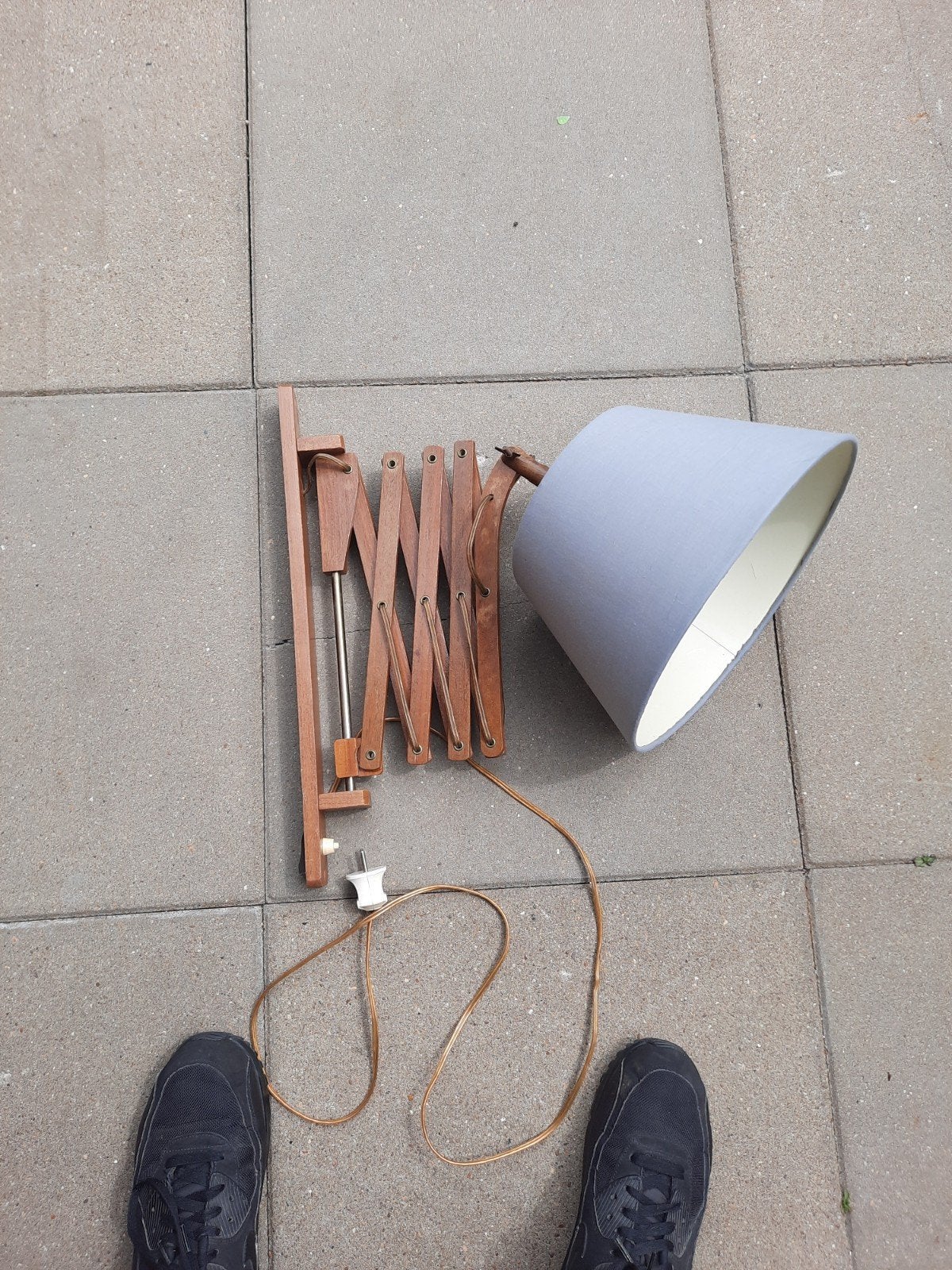 Vintage retro schaarlamp harmonica lamp design, Huis en Inrichting, Ophalen of Verzenden, Gebruikt, Hout, Met schakelaar
