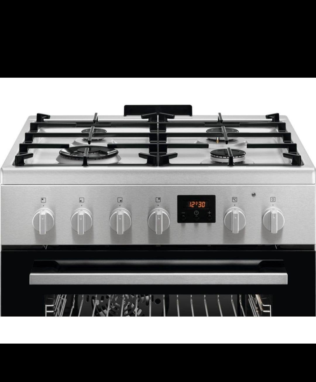 AEG Vrijstaand Gasfornuis met Oven - Zilver/Zwart, Witgoed en Apparatuur, Ophalen, 60 cm of meer, Nieuw, 4 kookzones
