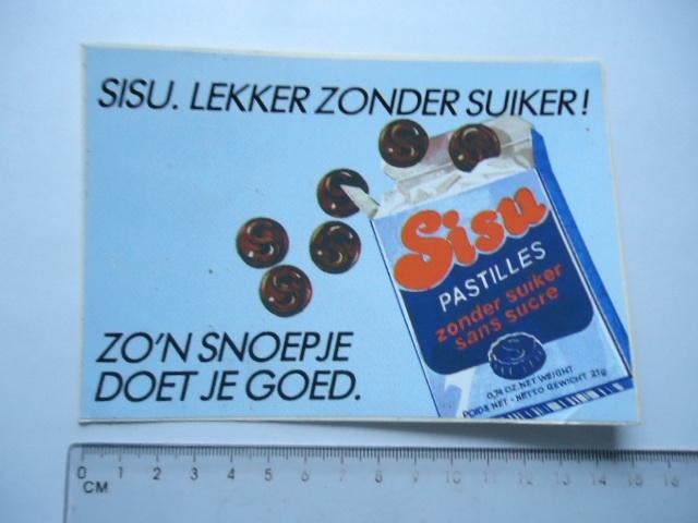 sticker oud SISU PASTILLES snoep retro vintage, Verzamelen, Stickers, Zo goed als nieuw, Bedrijf of Vereniging, Verzenden