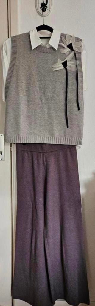 2 delige set: spencer & broek, maat S, Kleding | Dames, Ophalen of Verzenden, Nieuw, Maat 36 (S), Grijs