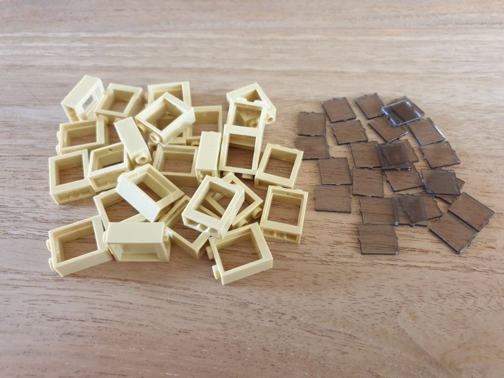 Partij N210=25x Nieuwe Lego Tan ramen + glas, Lego, Lego, Lego, Nieuw