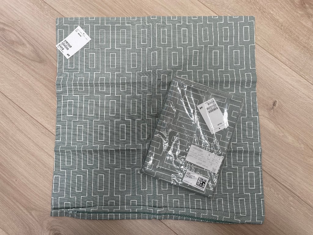 H&M Home kussenhoes met geometrisch patroon NIEUW, Overige merken, Ophalen of Verzenden, Groen, Vierkant