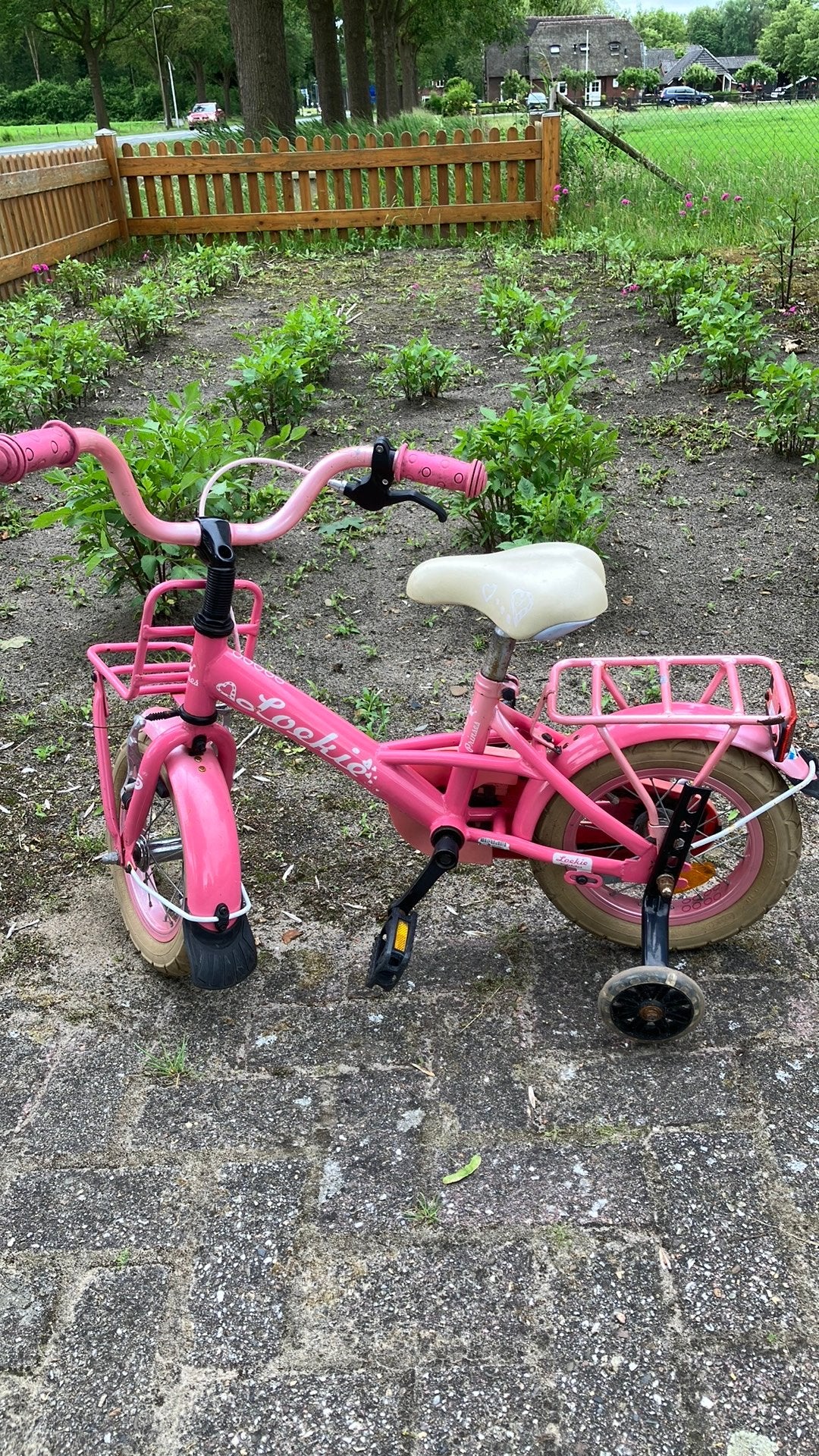 Meisjesfiets Loekie 12 inch met zijwieltjes, Fietsen en Brommers, Fietsen | Kinderfietsjes, Ophalen, Gebruikt, Minder dan 16 inch