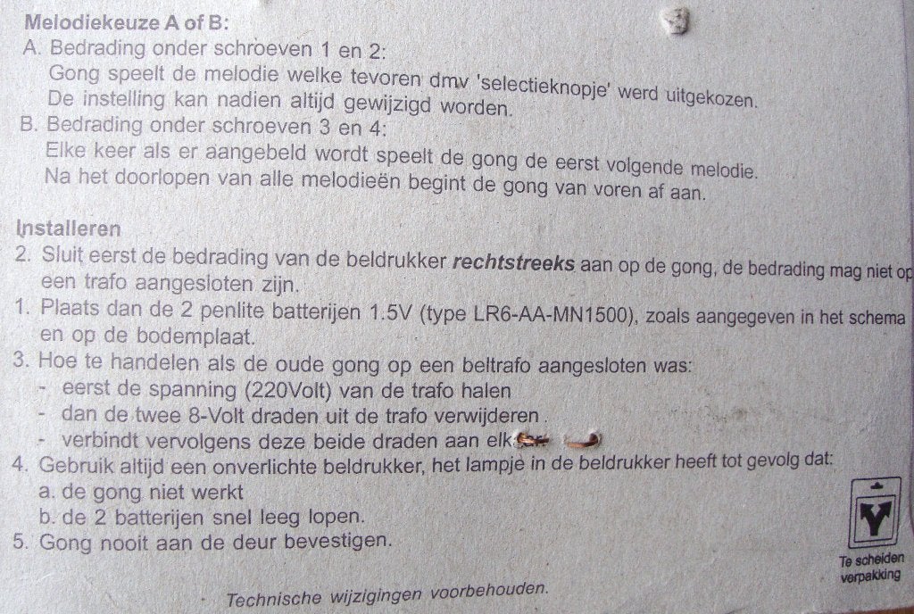 Metz Gong 'Rivoli' 8 Melodieën - Nieuw in Verpakking op=op !, Ophalen of Verzenden, Nieuw, Bedraad