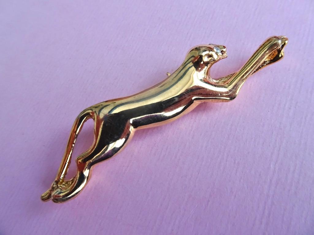 jwg Vintage 70s 80s panter kat luipaard broche goud verguld, Verzenden, Overige materialen, Broche, Verguld