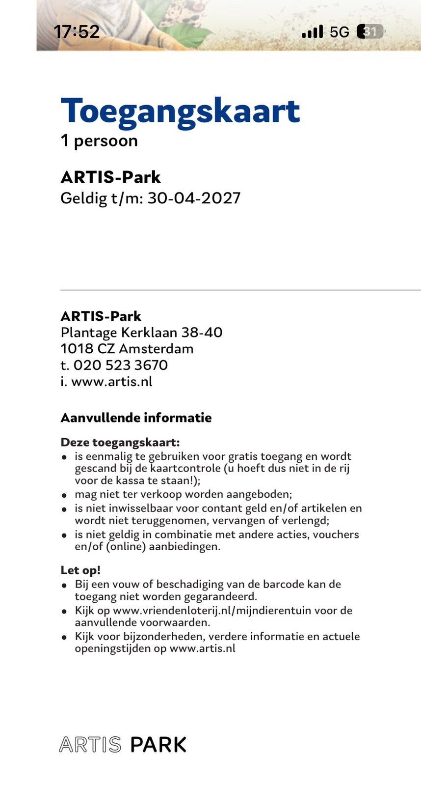 4 tickets artis, Drie personen of meer, 3 overnachtingen of meer
