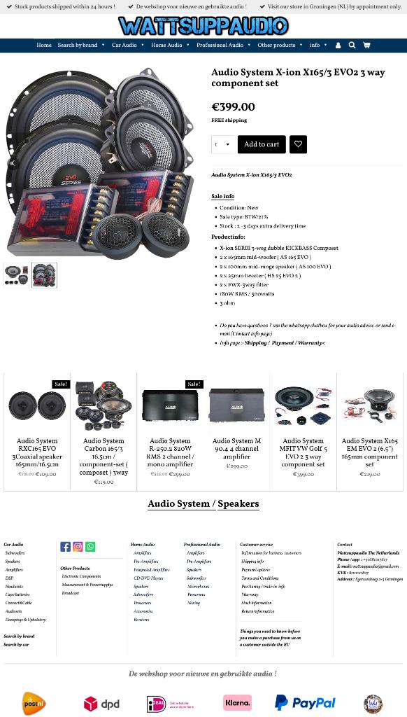 Audio System X-ion X165/3 EVO2 3 weg composet speakers, Info@optimount.nl, Nieuw, Ophalen of Verzenden, Anholtseweg 48A 7091 HB DINXPERLO