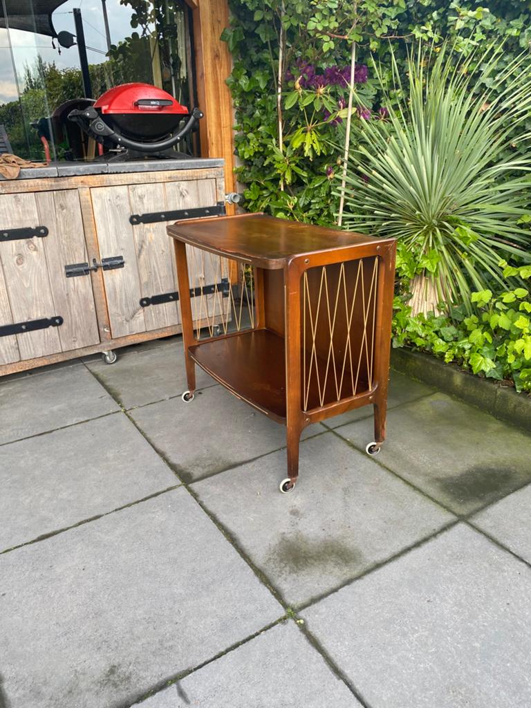Vintage 50/60 serveerwagen/bijzettafel op wielen, Ophalen