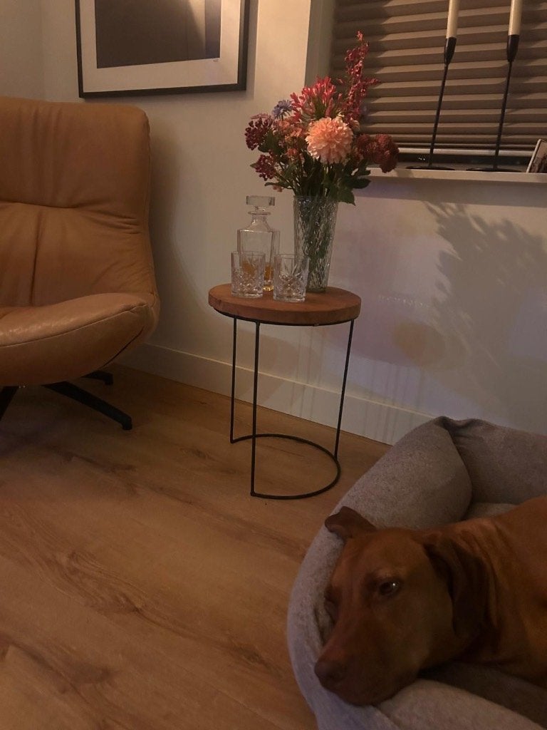 Leuk bijzettafeltje, Minder dan 55 cm, Gebruikt, Rond, Hout