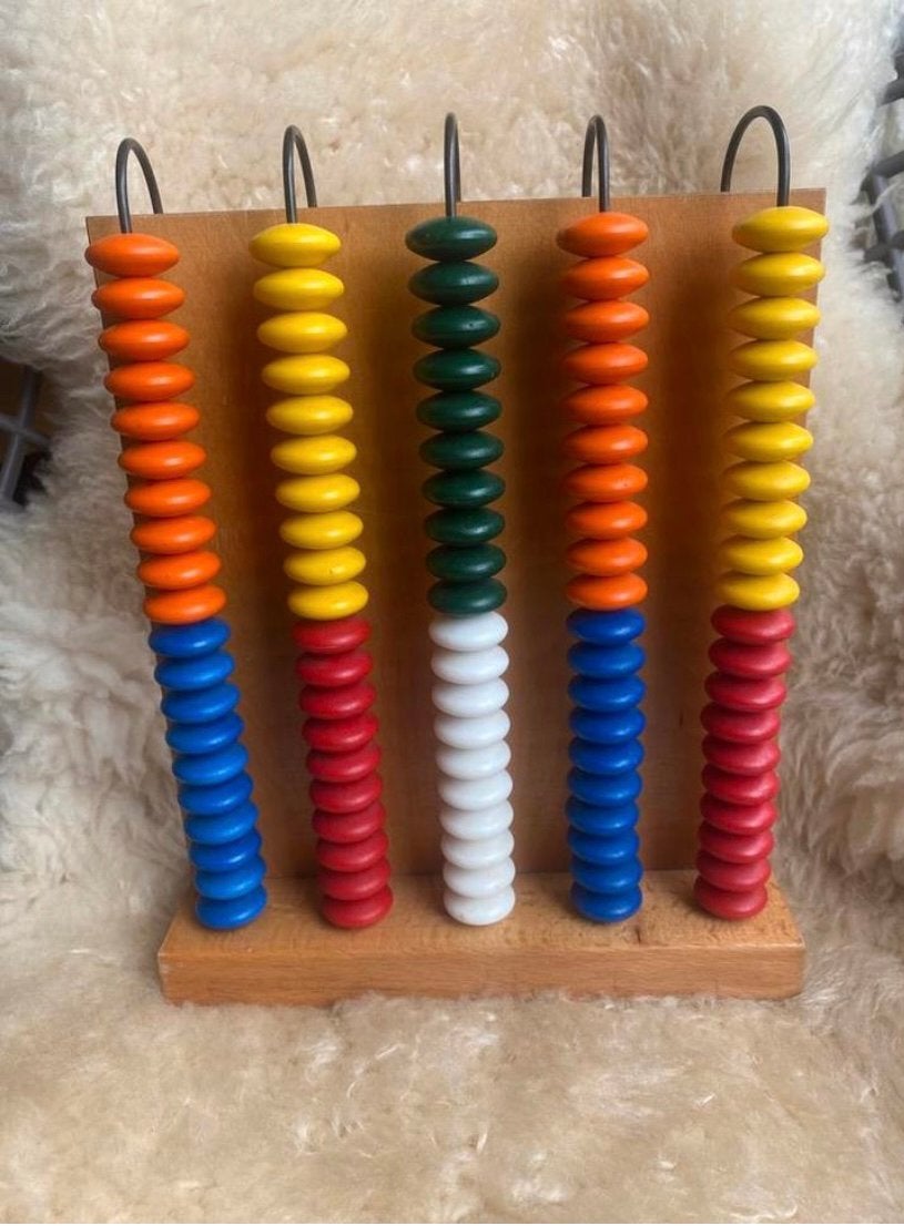 Vintage houten Abacus (telraam) met 100 kralen XL, Ophalen of Verzenden, Zo goed als nieuw, Rekenen