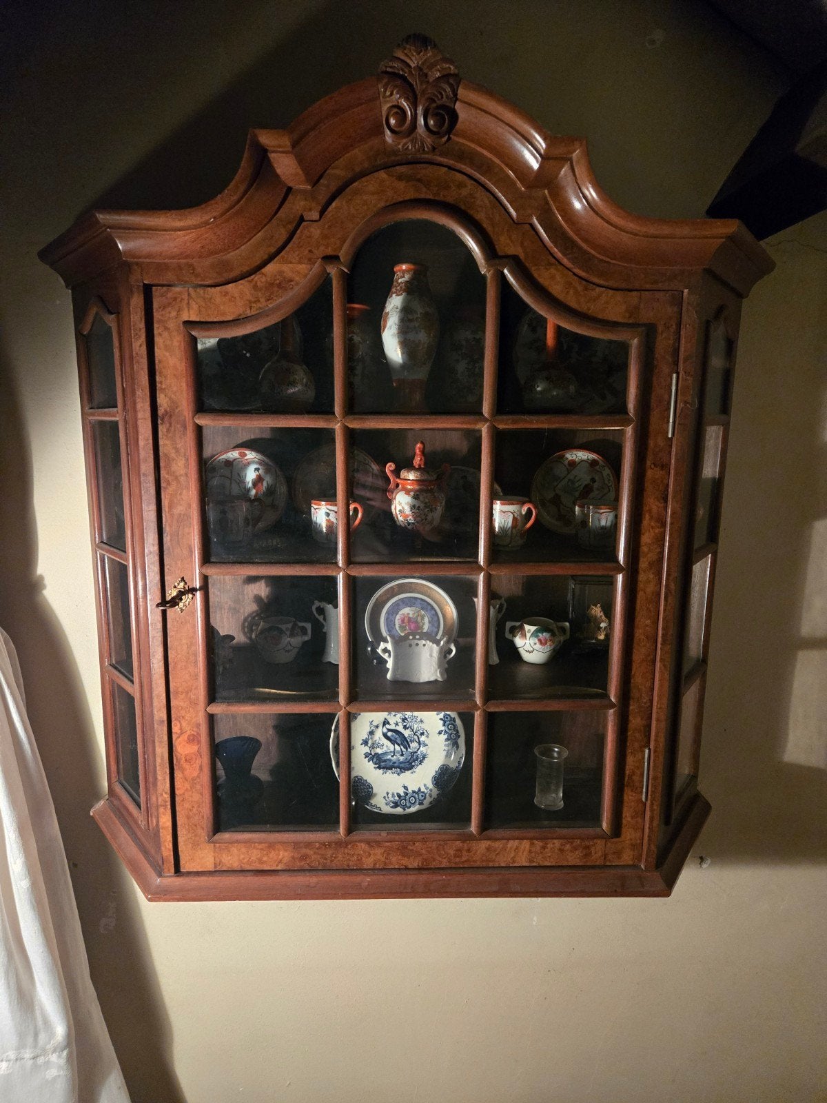 antiek hangkastje vitrinekastje, Ophalen, 50 tot 100 cm, Minder dan 25 cm, Minder dan 100 cm