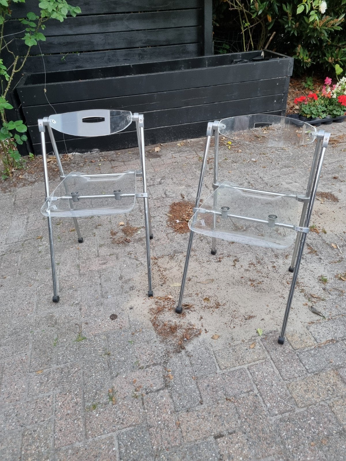 2 vintage acryl klapstoelen Giancarlo Piretti voor Castelli, Ophalen, Gebruikt