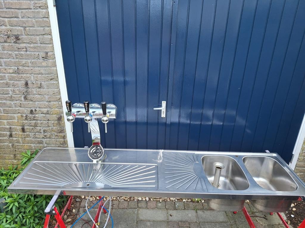 RVS lekblad 200x50 met 3 kraans X-Tower bierzuil biertap, Ophalen, Gebruikt, Overige merken