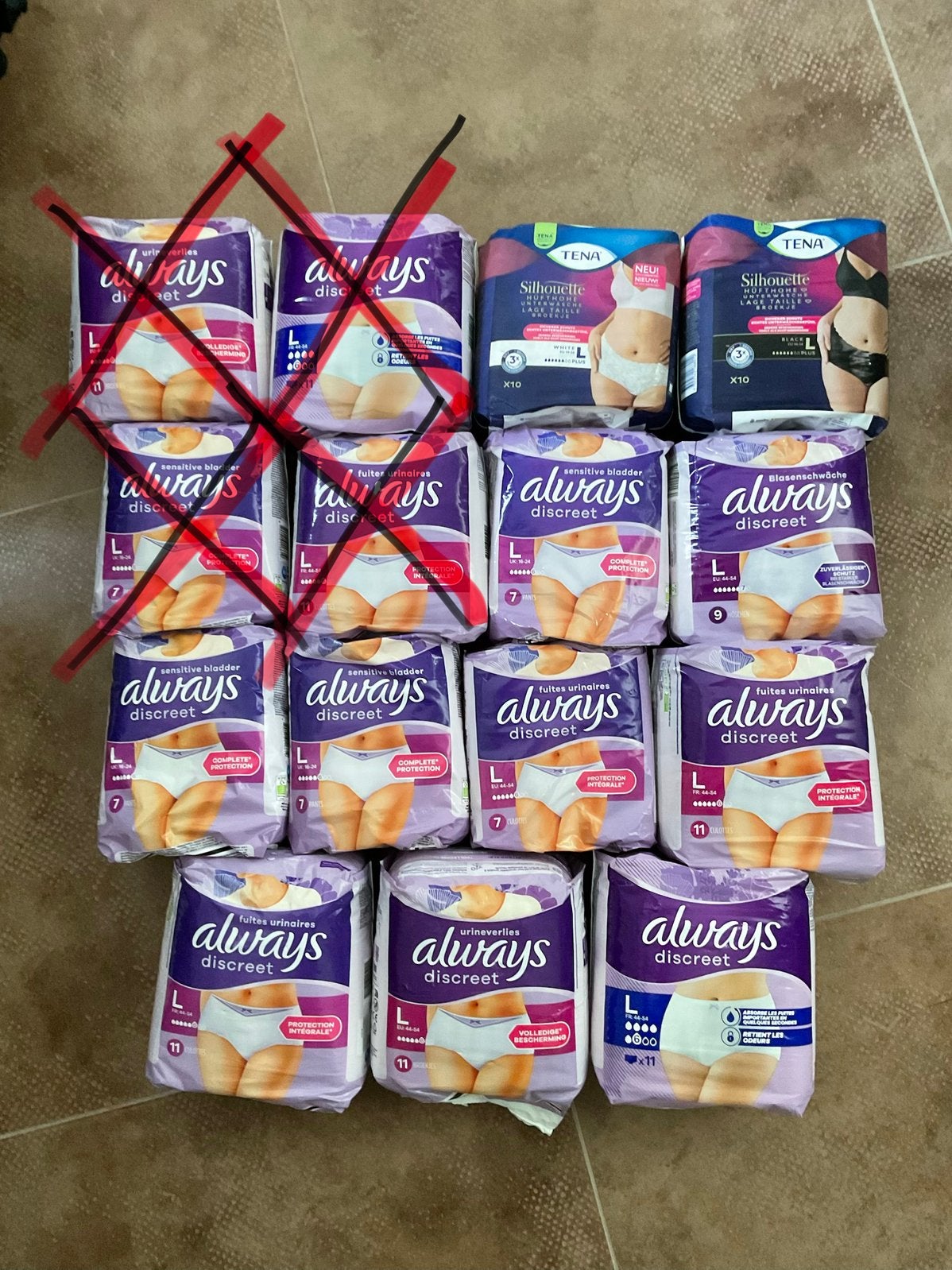 11x Tena en always broekjes (wit - large), Diversen, Verpleegmiddelen, Ophalen of Verzenden, Nieuw
