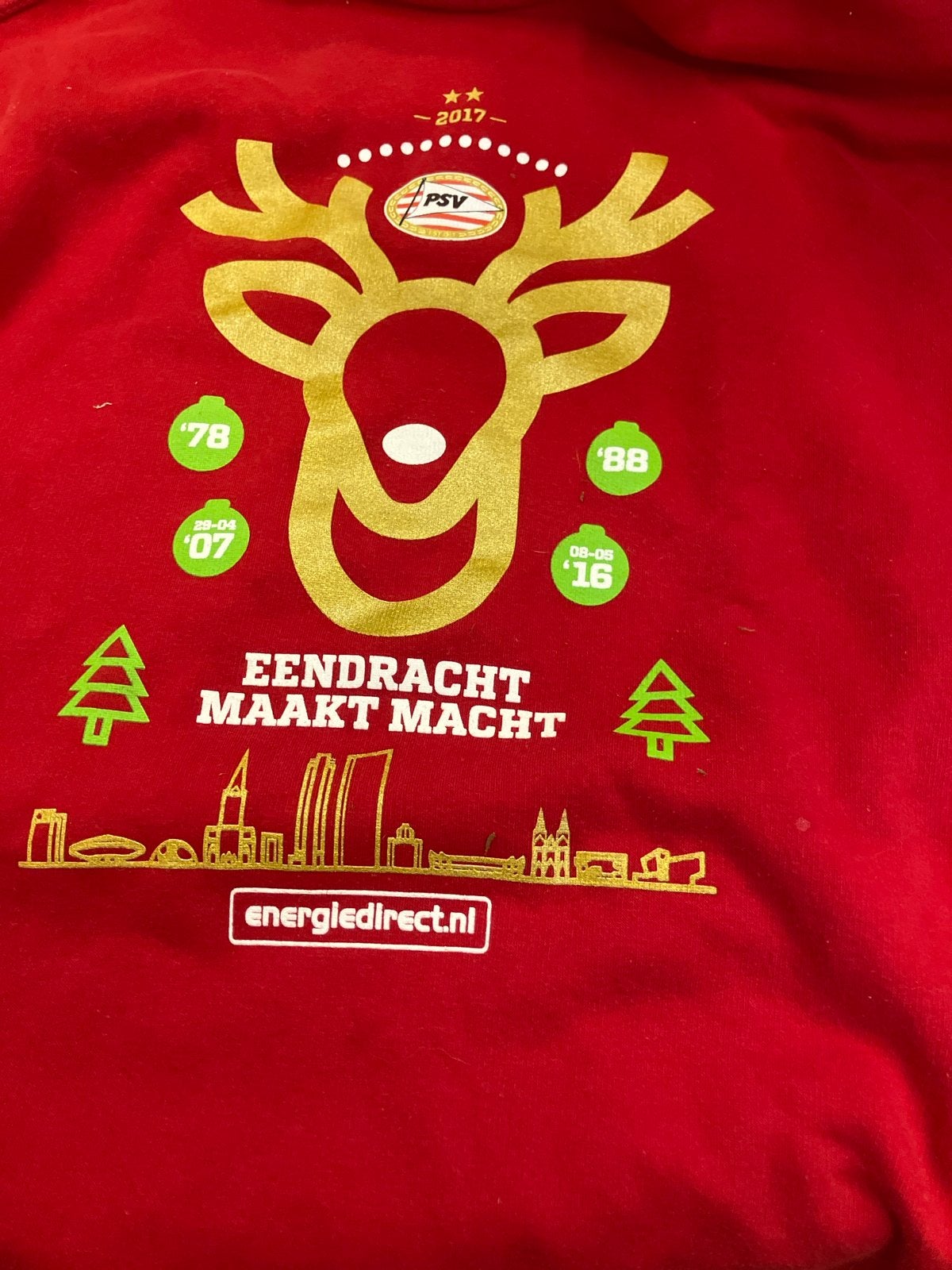 PSV Kersttrui Rood Maat XL - Eendracht Maakt Macht, Ophalen of Verzenden, Zo goed als nieuw, Maat 56/58 (XL), Rood