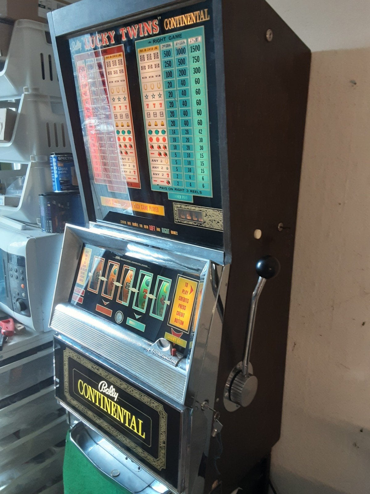 Bally Continental Lucky Twins gokkast, Overige munten, Ophalen, Gebruikt, Met sleutels
