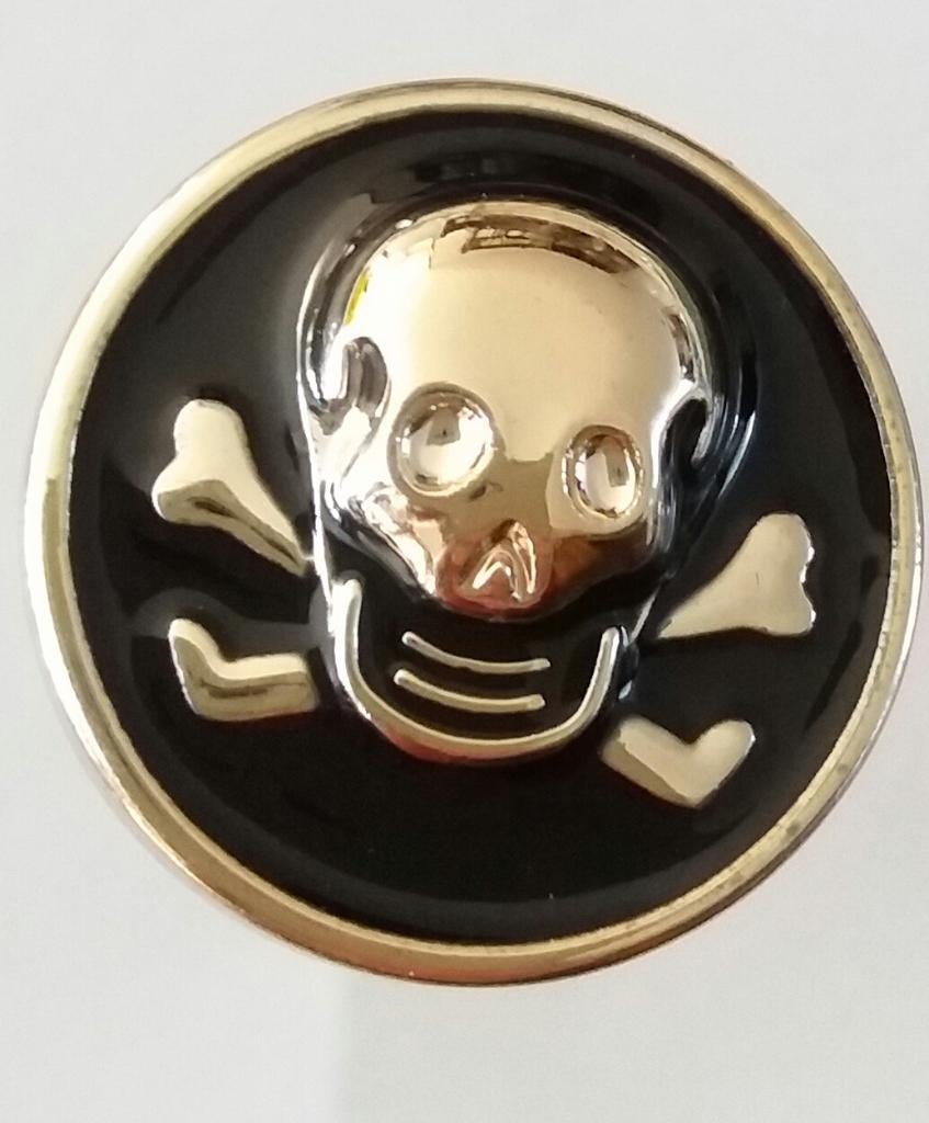 doodskop knopen met zwarte achtergrond rond 22 mm, Verzenden, Nieuw, Knoop of Knopen