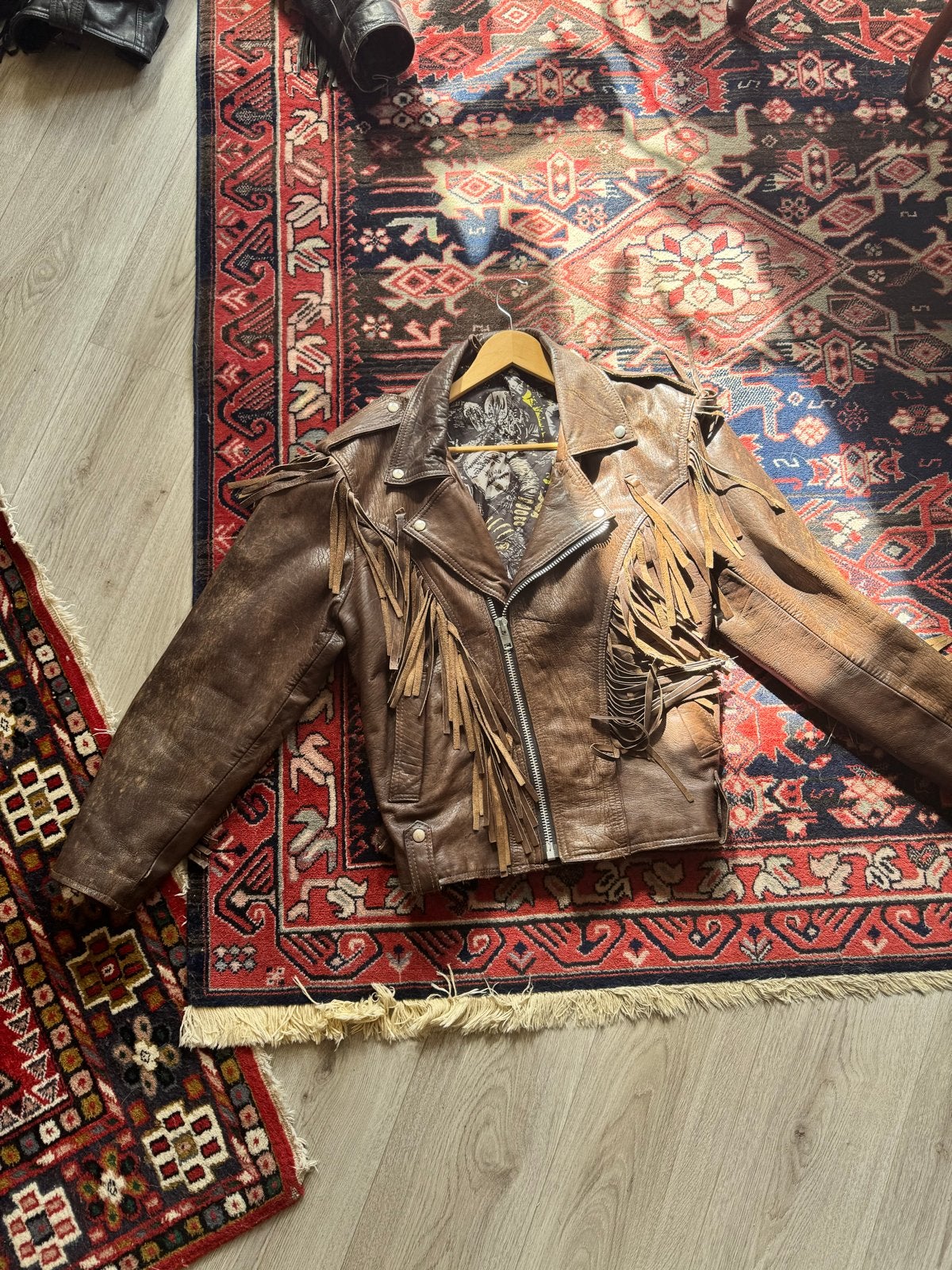 Vintage Leren Franje Jas - Bruin, Ophalen of Verzenden, Gedragen