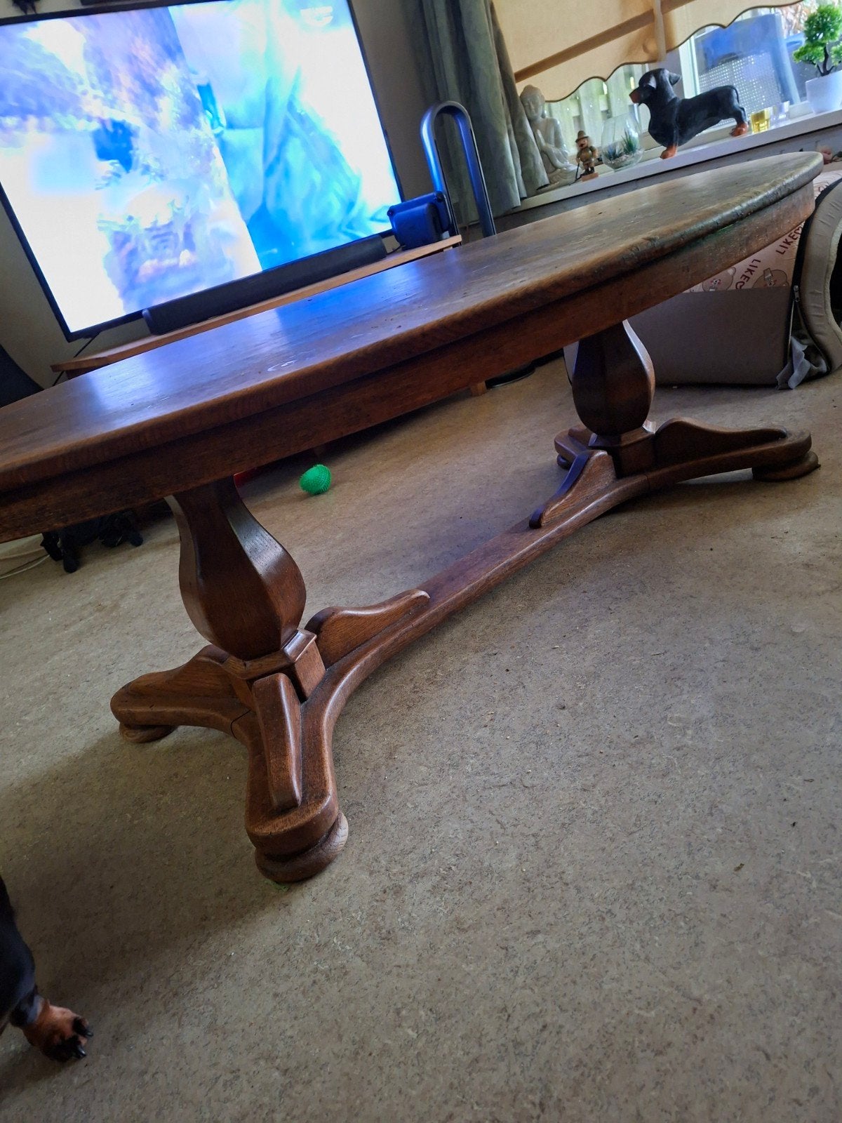 Ovale houten salontafel - Klassiek design, Ophalen, Gebruikt, Klassiek, Eikenhout