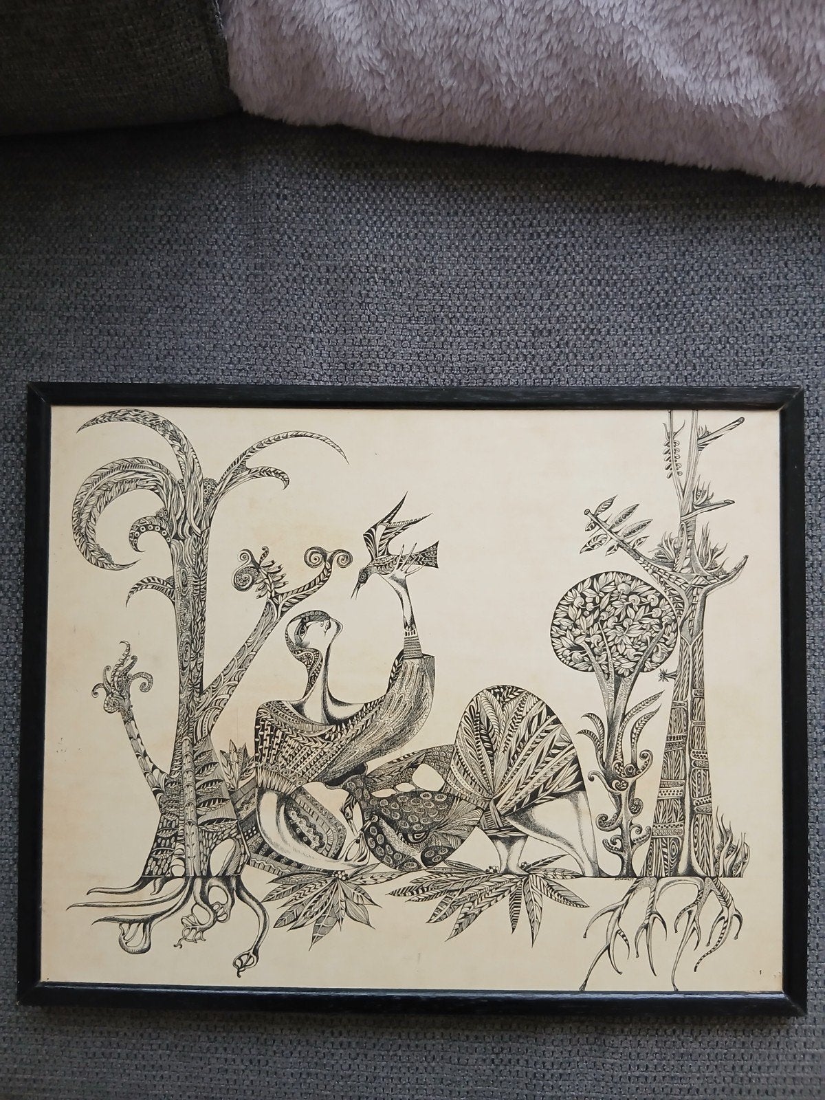 1 surrealistische prent art brut Antonius / Toon van de ven, Antiek en Kunst, Ophalen of Verzenden