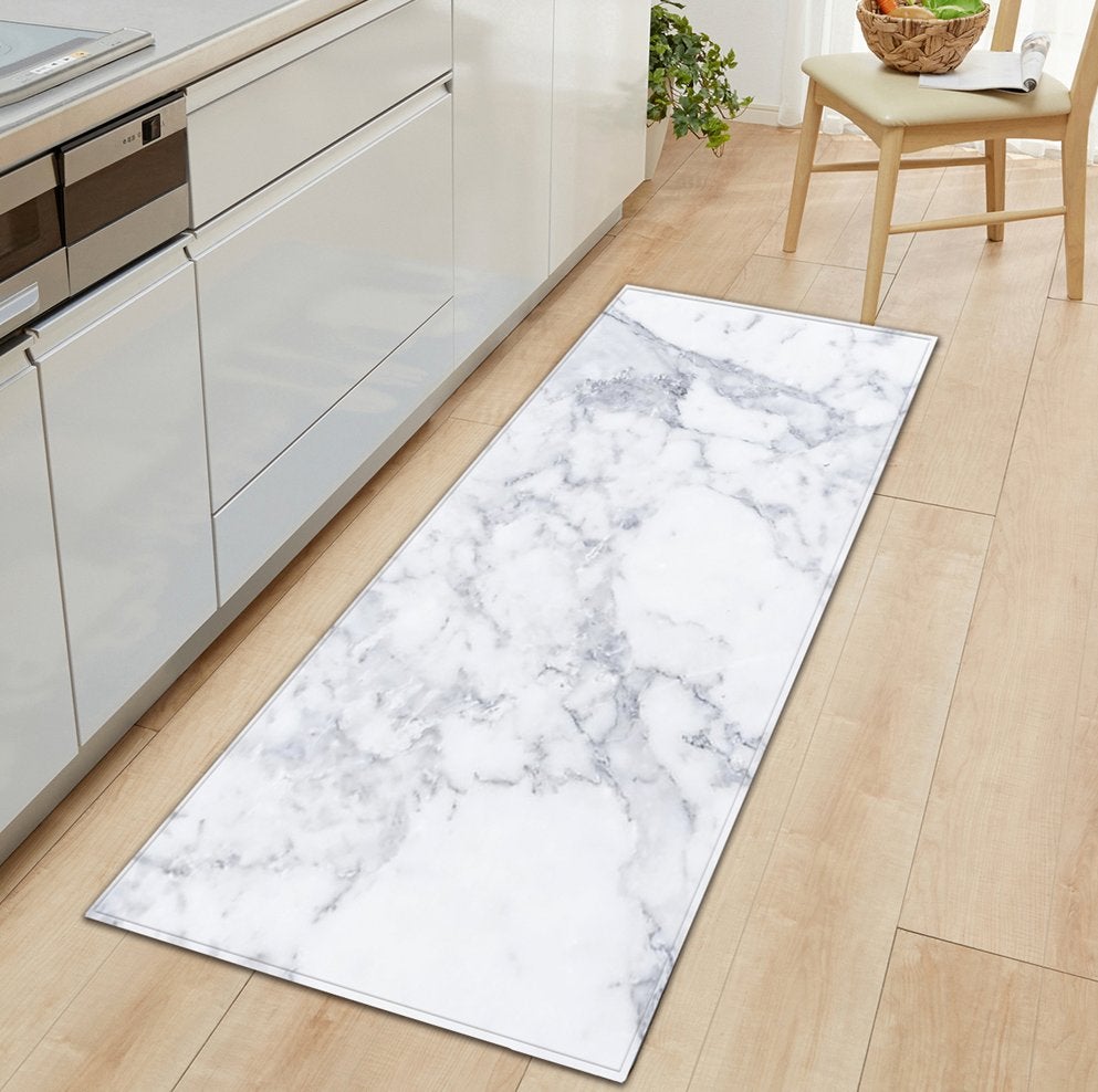 Wit Marmer Vloerkleed / Kleed Vloermat Mat Loper Stenen, Verzenden, Wit, 50 tot 100 cm, Rechthoekig
