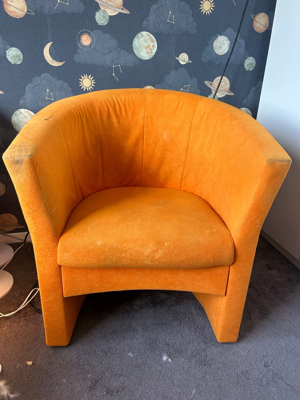 Oranje fauteuil - Gebruikt, Huis en Inrichting, Fauteuils, Gebruikt, Stof, 75 tot 100 cm, Ophalen
