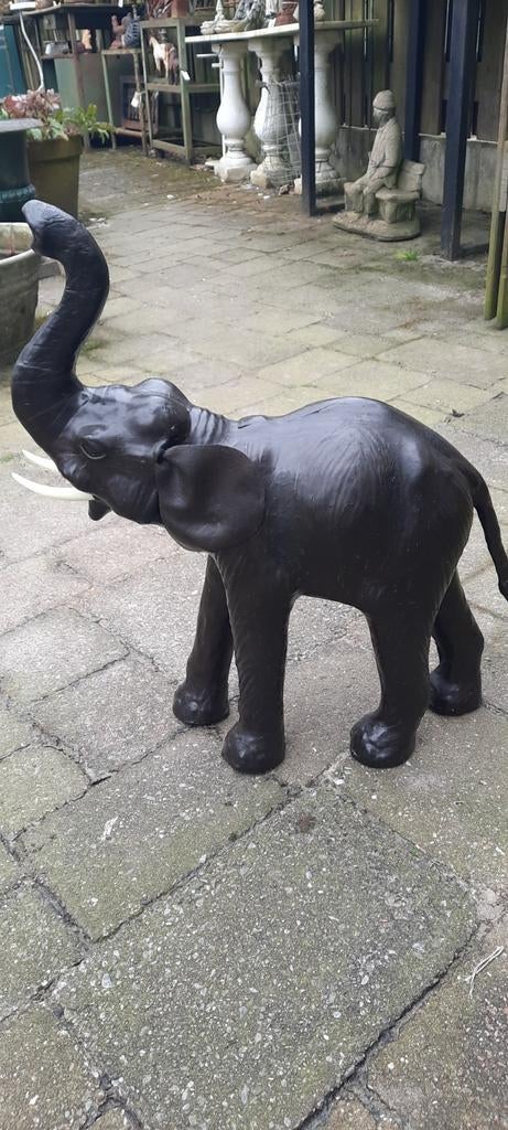 Decoratieve Olifant Beeld - Zwart Leer, Ophalen of Verzenden, Gebruikt