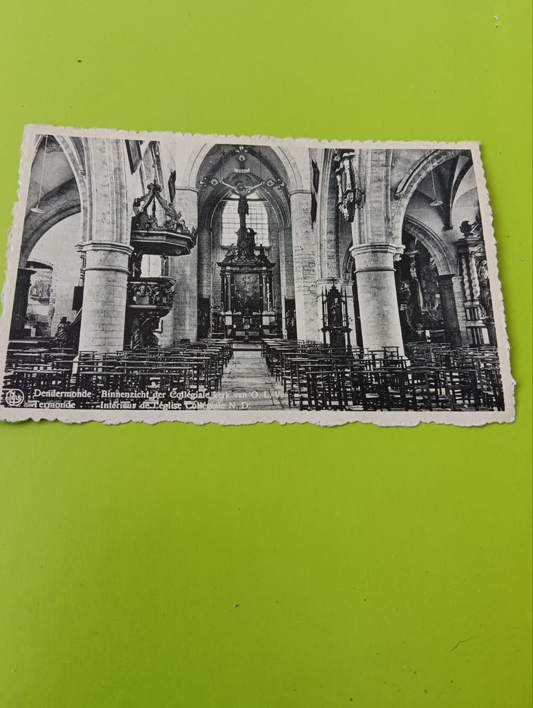 Oude Ansichtkaart Dendermonde Collegiale Kerk O.L.V. Binnen, Ophalen of Verzenden, Voor 1920, Gelopen, België en Luxemburg
