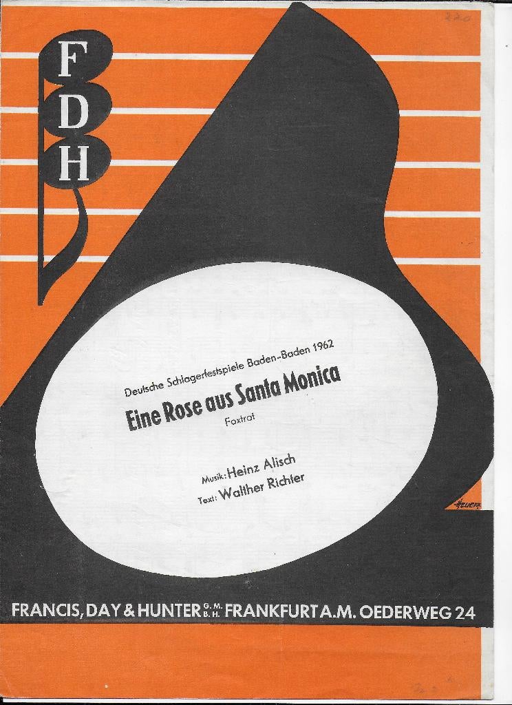 B70 bladmuziek eine rose aus santa monica ---foxtrot  -, Ophalen of Verzenden, Gebruikt, Artiest of Componist, Klassiek