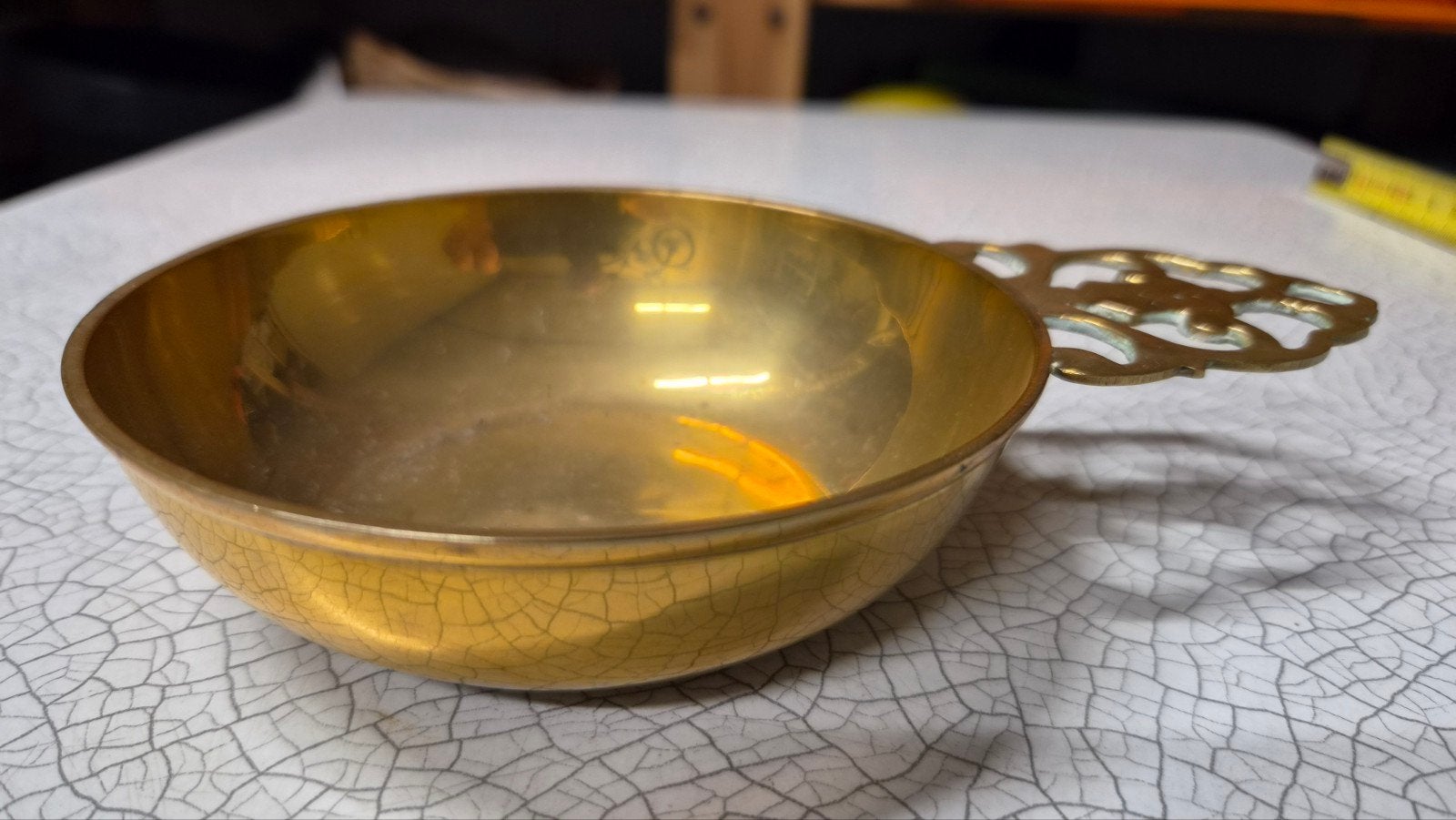 Vintage Messing Wijnproefschaaltje met Sierlijk Handvat, Ophalen of Verzenden