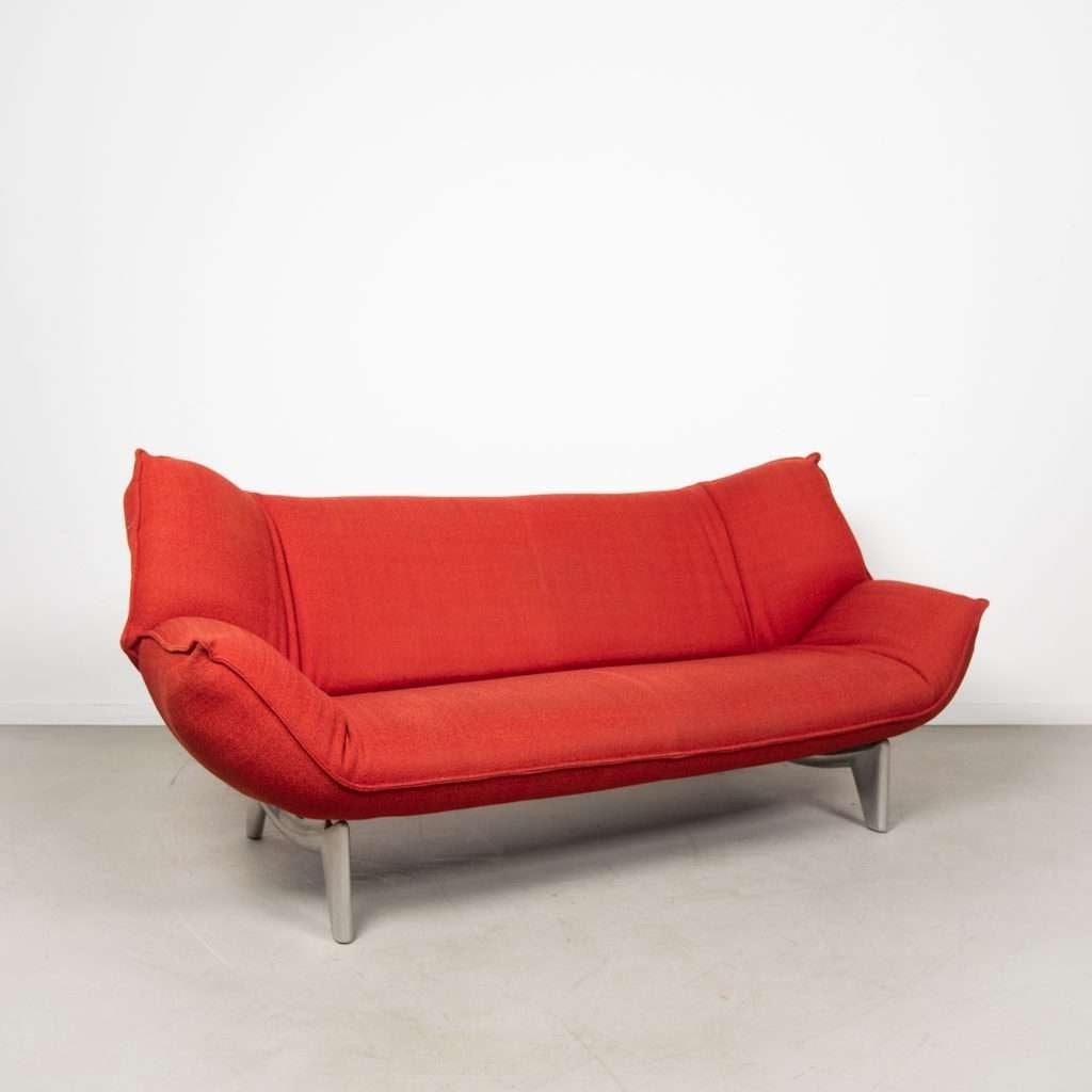 1x Leolux Tango Bank 3-Zits Tamato Rood Stof, Niet ingevuld, Driepersoons, 75 tot 100 cm, Zo goed als nieuw