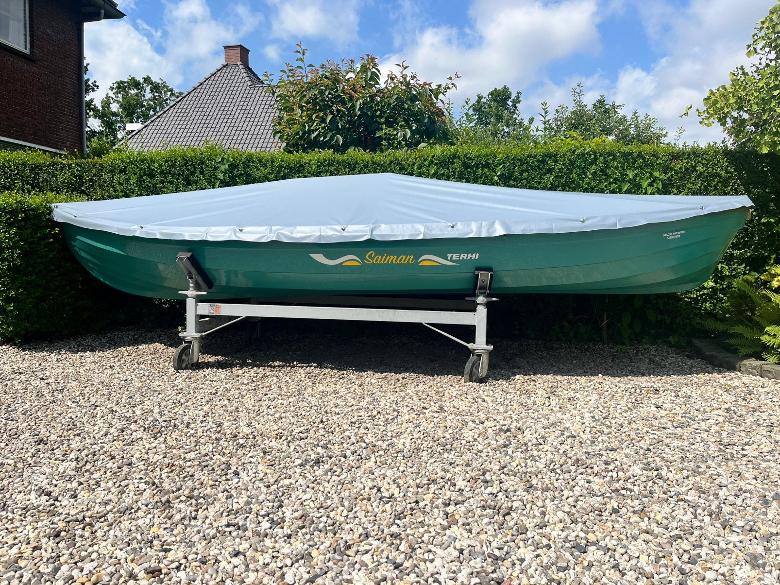 Saiman Terhi 485, Watersport en Boten, Vis- en Consoleboten, Zo goed als nieuw, Buitenboordmotor, Ophalen